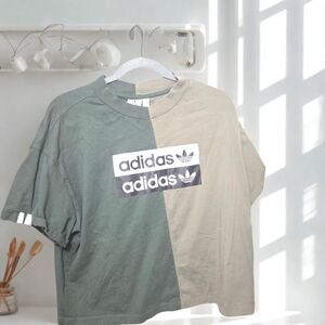 adidas Two-Tone Green Split Logo Tee
